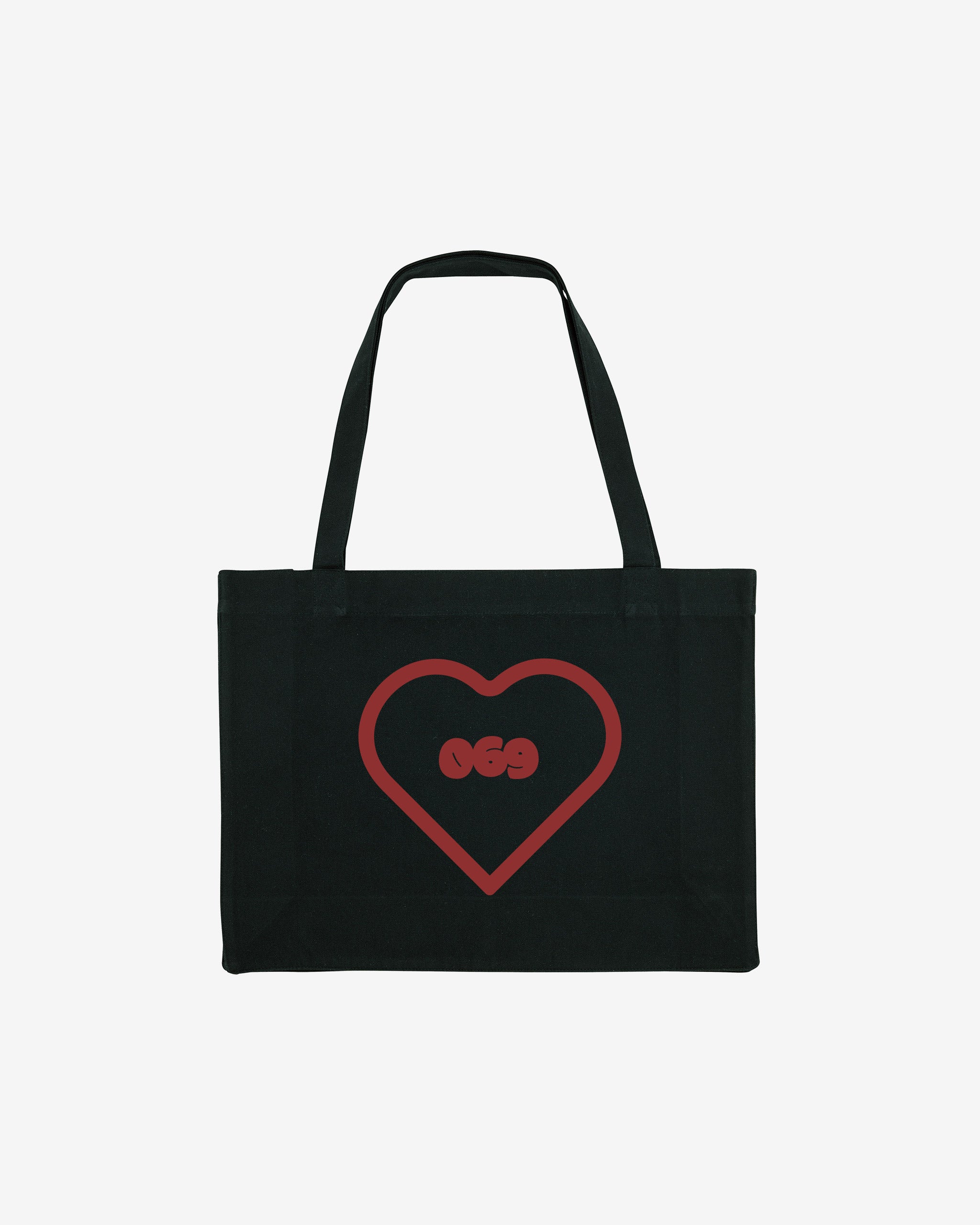 069 Heart Shopping Bag - Black